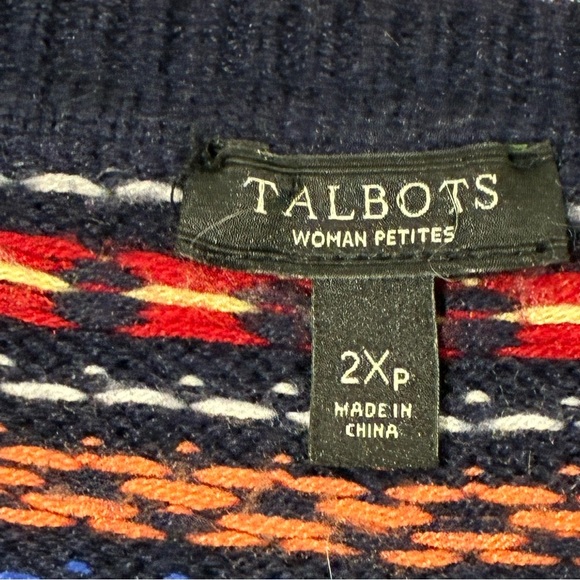 Talbots Vintage Sequin Rainbow Fair Isle Cardigan Sweater Button Up 2x Petite - Picture 5 of 6